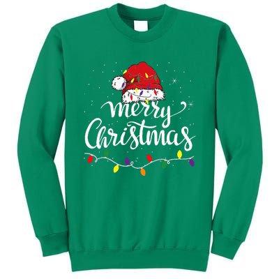 Merry Christmas Lights Red Santa Hat Xmas Family Sweatshirt