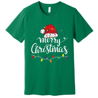 Merry Christmas Lights Red Santa Hat Xmas Family Premium T-Shirt