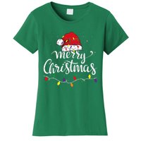 Merry Christmas Lights Red Santa Hat Xmas Family Women's T-Shirt