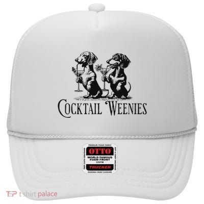 Martini Cocktail Lover Dachshund Cocktail Weenies Dachshund High Crown Mesh Back Trucker Hat