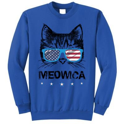 Meowica Cat Lover Kitty Us Flag Sunglasses Independence Day Gift Sweatshirt