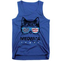 Meowica Cat Lover Kitty Us Flag Sunglasses Independence Day Gift Tank Top