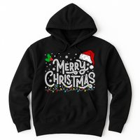 Merry Christmas Lights Red Santa Hat Xmas Family Hoodie