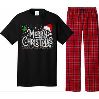 Merry Christmas Lights Red Santa Hat Xmas Family Pajama Set