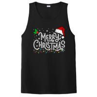 Merry Christmas Lights Red Santa Hat Xmas Family PosiCharge Competitor Tank