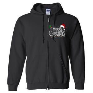 Merry Christmas Lights Red Santa Hat Xmas Family Full Zip Hoodie