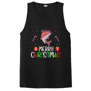 Merry Christmas Lights Salmon Reindeer Hat Xmas Pjs PosiCharge Competitor Tank