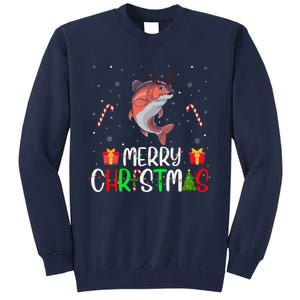 Merry Christmas Lights Salmon Reindeer Hat Xmas Pjs Tall Sweatshirt