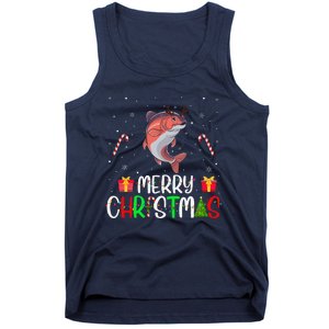 Merry Christmas Lights Salmon Reindeer Hat Xmas Pjs Tank Top