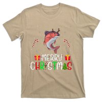 Merry Christmas Lights Salmon Reindeer Hat Xmas Pjs T-Shirt