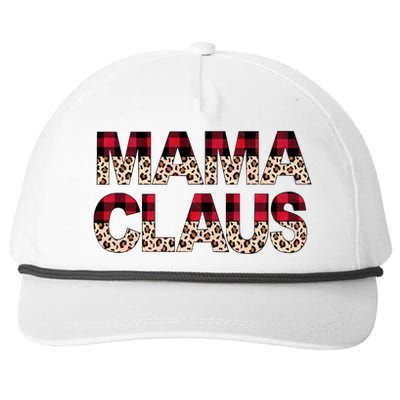 Mama Claus Leopard Gift Design Christmas Red Plaid Leopard Gift Snapback Five-Panel Rope Hat