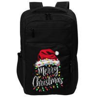 Merry Christmas Lights Red Santa Hat Xmas Family Women Impact Tech Backpack