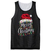 Merry Christmas Lights Red Santa Hat Xmas Family Women Mesh Reversible Basketball Jersey Tank