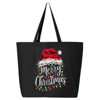 Merry Christmas Lights Red Santa Hat Xmas Family Women 25L Jumbo Tote