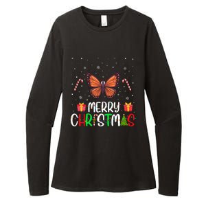 Merry Christmas Lights Butterfly Reindeer Hat Xmas Pjs Womens CVC Long Sleeve Shirt