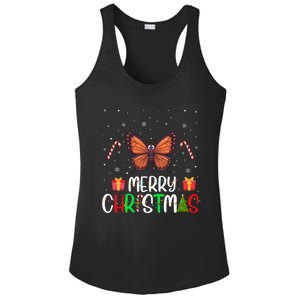 Merry Christmas Lights Butterfly Reindeer Hat Xmas Pjs Ladies PosiCharge Competitor Racerback Tank