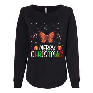 Merry Christmas Lights Butterfly Reindeer Hat Xmas Pjs Womens California Wash Sweatshirt