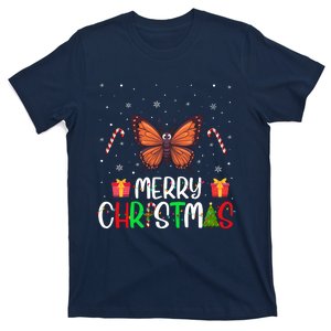 Merry Christmas Lights Butterfly Reindeer Hat Xmas Pjs T-Shirt