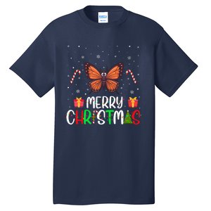 Merry Christmas Lights Butterfly Reindeer Hat Xmas Pjs Tall T-Shirt