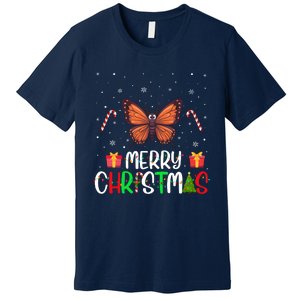 Merry Christmas Lights Butterfly Reindeer Hat Xmas Pjs Premium T-Shirt