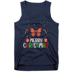 Merry Christmas Lights Butterfly Reindeer Hat Xmas Pjs Tank Top