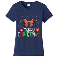 Merry Christmas Lights Butterfly Reindeer Hat Xmas Pjs Women's T-Shirt