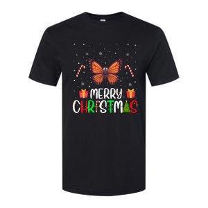 Merry Christmas Lights Butterfly Reindeer Hat Xmas Pjs Softstyle CVC T-Shirt