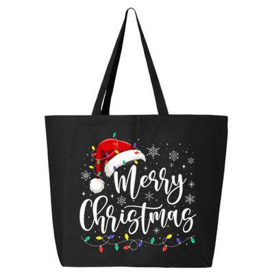 Merry Christmas Lights Red Santa Hat Xmas Family 25L Jumbo Tote