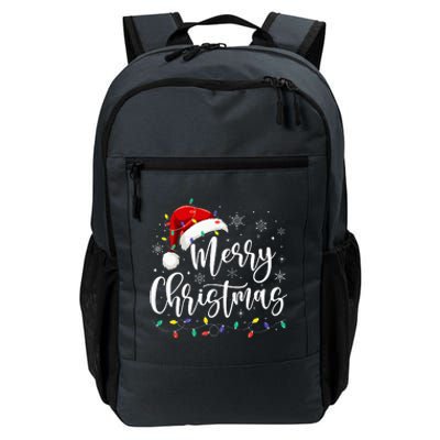 Merry Christmas Lights Red Santa Hat Xmas Family Daily Commute Backpack