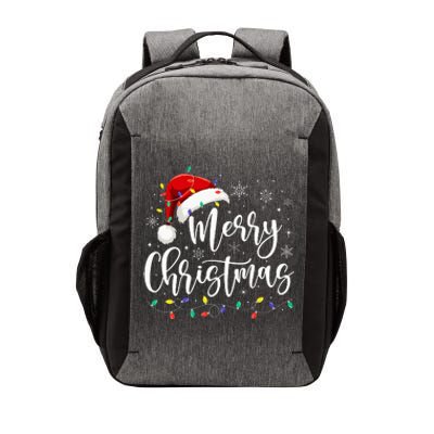 Merry Christmas Lights Red Santa Hat Xmas Family Vector Backpack