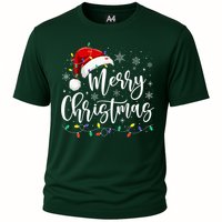 Merry Christmas Lights Red Santa Hat Xmas Family Cooling Performance Crew T-Shirt