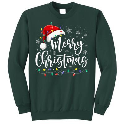 Merry Christmas Lights Red Santa Hat Xmas Family Sweatshirt