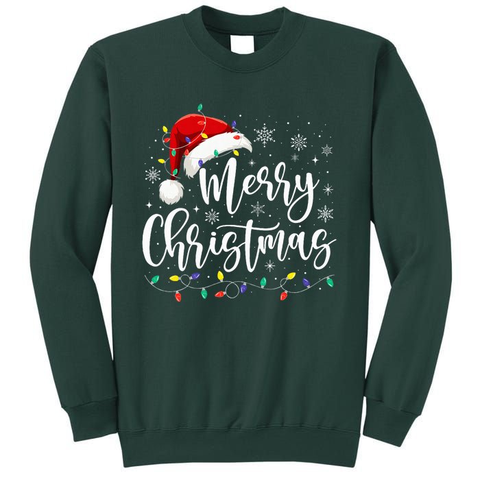 Merry Christmas Lights Red Santa Hat Xmas Family Sweatshirt