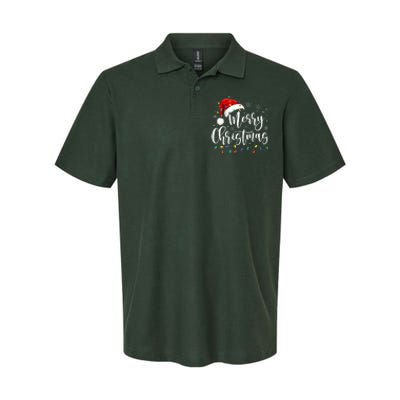 Merry Christmas Lights Red Santa Hat Xmas Family Softstyle Adult Sport Polo