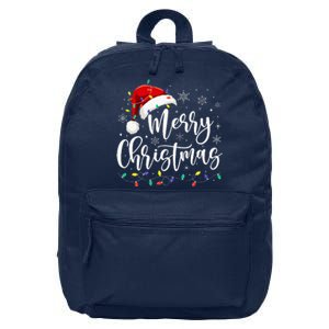 Merry Christmas Lights Red Santa Hat Xmas Family 16 in Basic Backpack