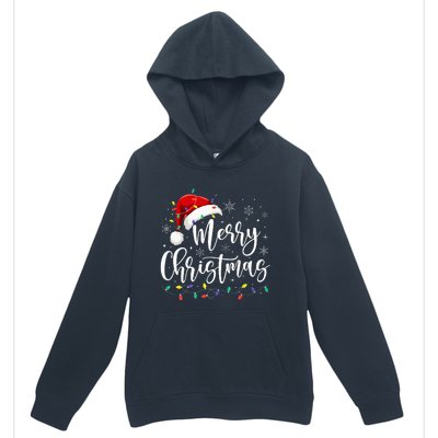 Merry Christmas Lights Red Santa Hat Xmas Family Urban Pullover Hoodie