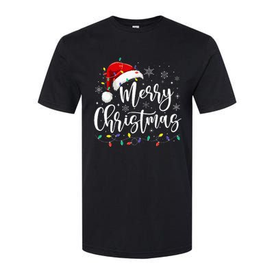 Merry Christmas Lights Red Santa Hat Xmas Family Softstyle CVC T-Shirt