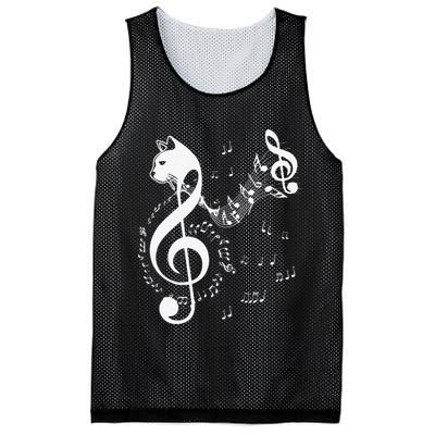 Music & Cats Lover Treble Clef Funny Cat Music Notes Mesh Reversible Basketball Jersey Tank