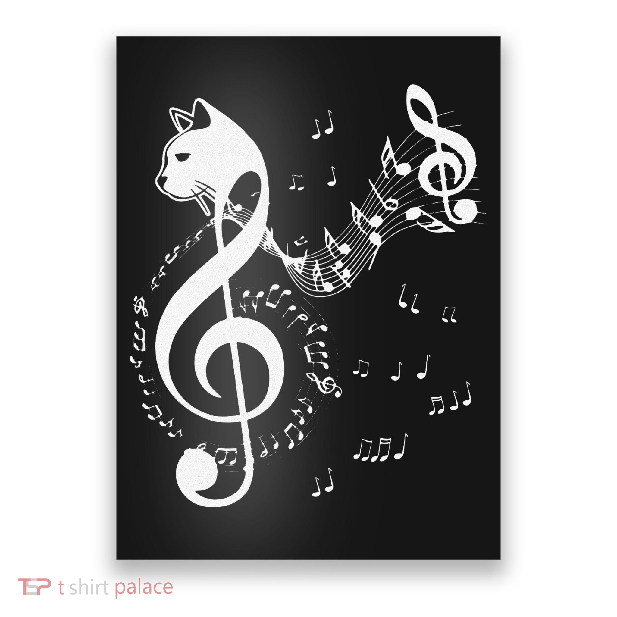 Music & Cats Lover Treble Clef Funny Cat Music Notes Poster