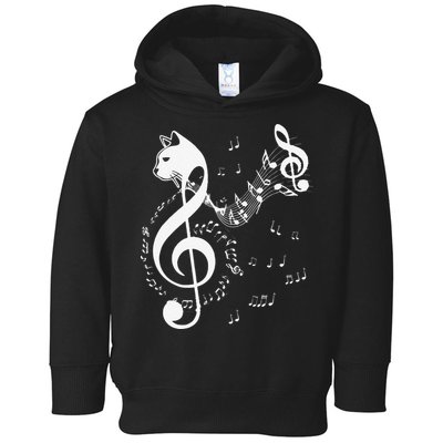 Music & Cats Lover Treble Clef Funny Cat Music Notes Toddler Hoodie