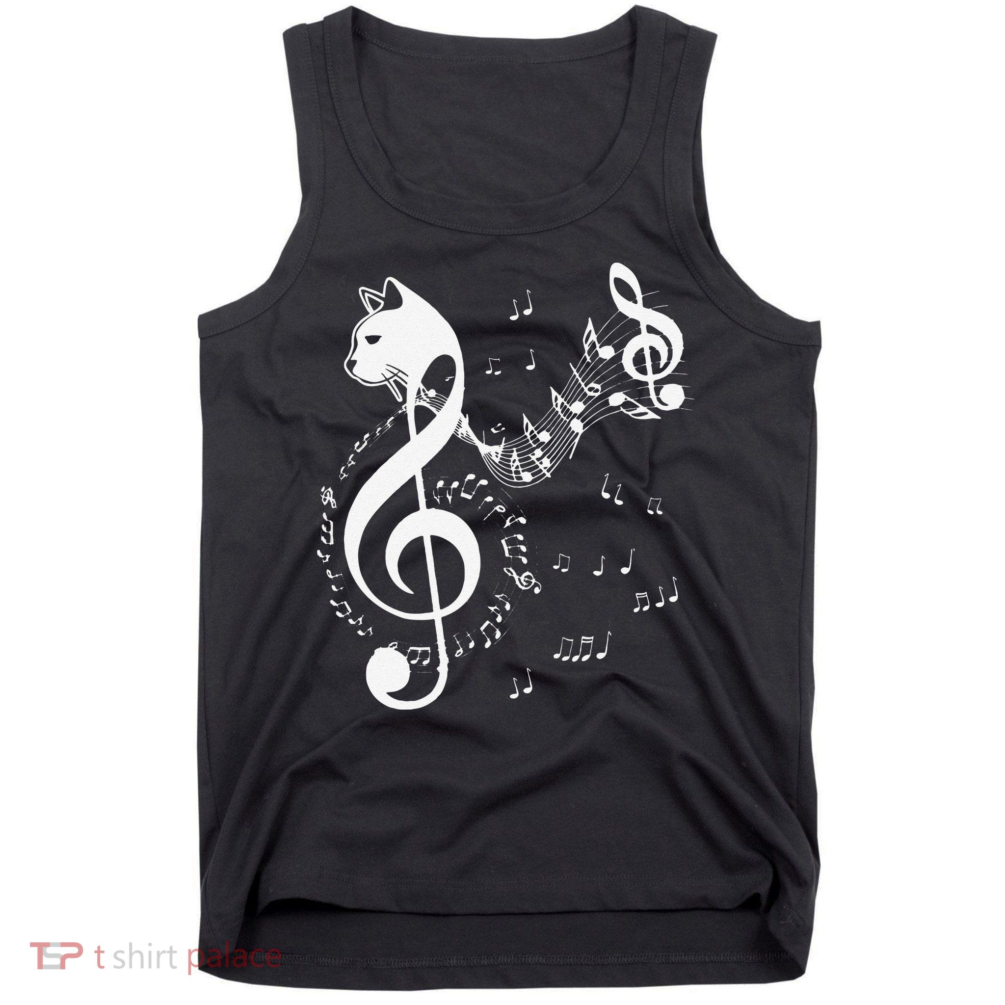 Music & Cats Lover Treble Clef Funny Cat Music Notes Tank Top