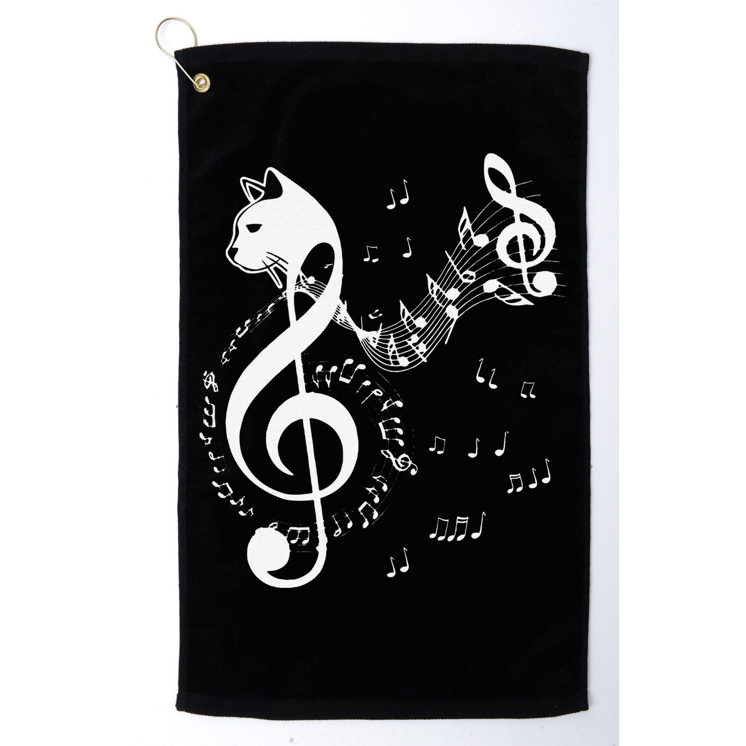Music & Cats Lover Treble Clef Funny Cat Music Notes Golf Towel