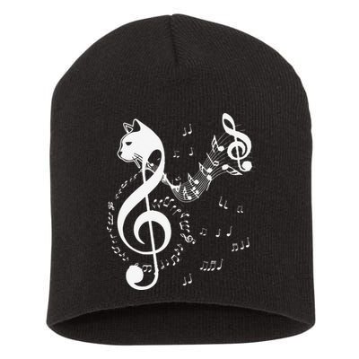 Music & Cats Lover Treble Clef Funny Cat Music Notes Short Acrylic Beanie