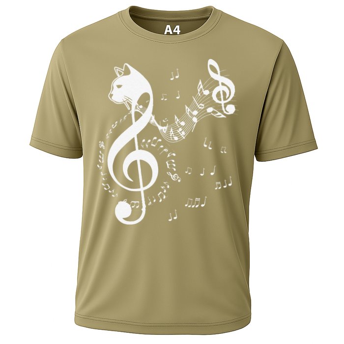 Music & Cats Lover Treble Clef Funny Cat Music Notes Cooling Performance Crew T-Shirt