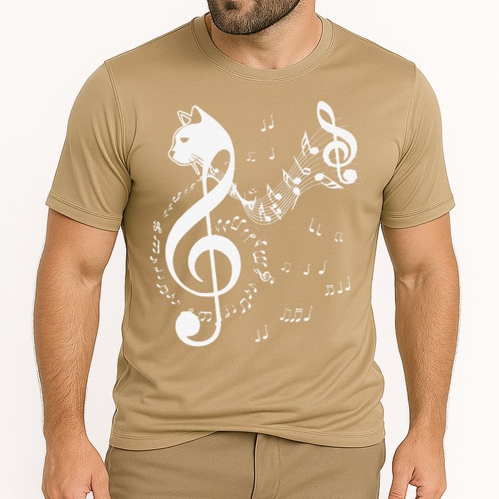 Music & Cats Lover Treble Clef Funny Cat Music Notes Cooling Performance Crew T-Shirt