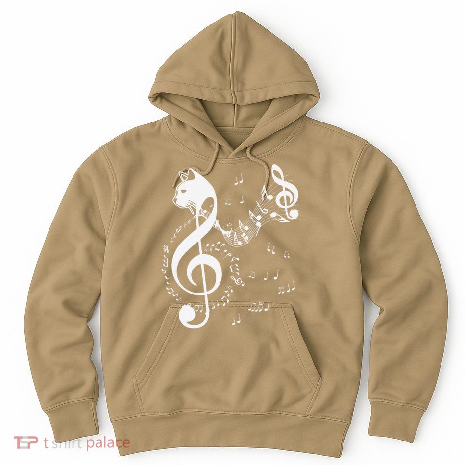 Music & Cats Lover Treble Clef Funny Cat Music Notes Hoodie