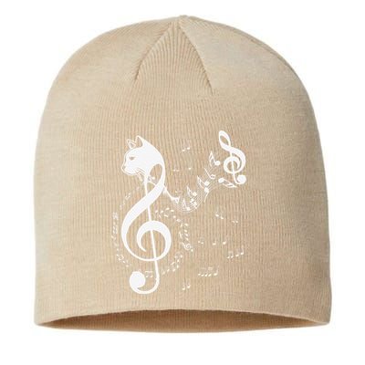 Music & Cats Lover Treble Clef Funny Cat Music Notes Sustainable Beanie
