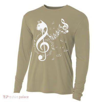 Music & Cats Lover Treble Clef Funny Cat Music Notes Cooling Performance Long Sleeve Crew