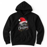 Merry Christmas Lights Red Santa Hat Xmas Family Women Hoodie