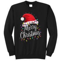 Merry Christmas Lights Red Santa Hat Xmas Family Women Sweatshirt